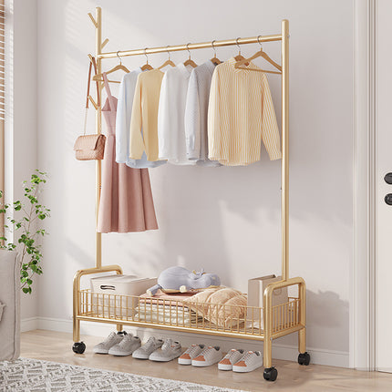 Mobile Clothes Rack with Wheels Sturdy Durable Space Saving for Home Bedroom Use