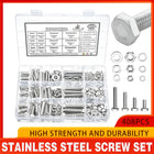408PCS Stainless Steel Hex Bolts Nuts Washers Assortment Set with Storage Box