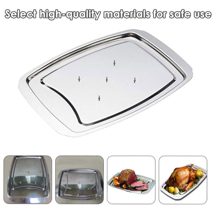 Stainless Steel Grill Plate Meat Roasting Tray with Spikes Barbecue Rack Tool