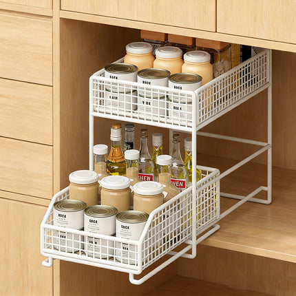 Pull Out Storage Shelf 2 Tier Kitchen Organizer Under Sink Pantry Rack