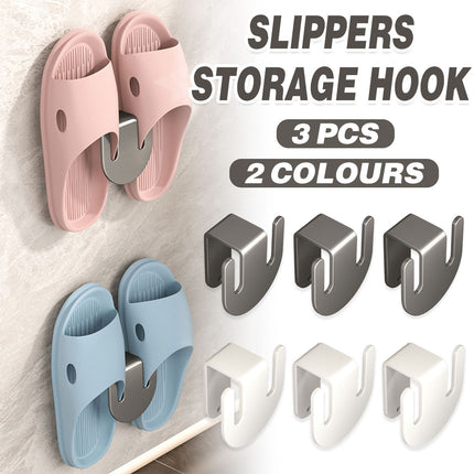 3PCS Wall Mounted Slipper Rack Bathroom Shoe Storage Hook Holder Organiser
