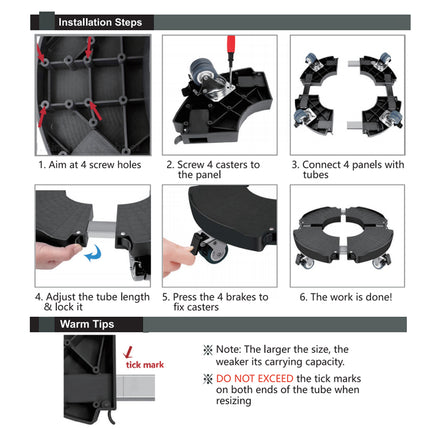 Plastic Round Retractable Plant Pot Tray Stand With Wheels Movable Durable