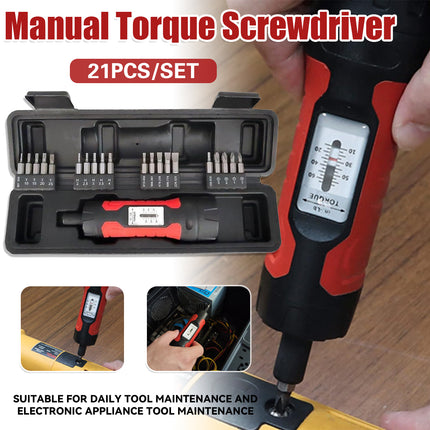 21PCS Adjustable Manual Torque Screwdriver Set Precision Calibrated Durable