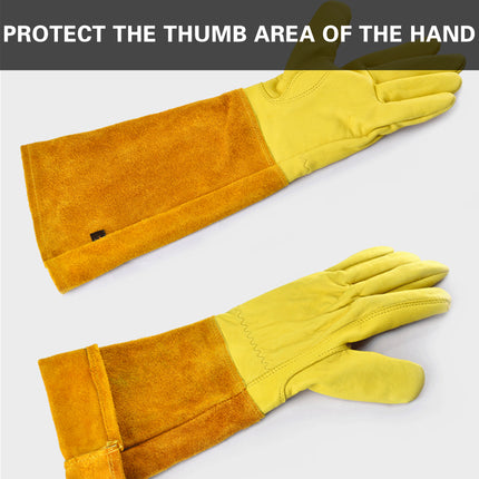 Long Cuff Cowhide Garden Gloves Protective Work Gloves for Gardening Pruning