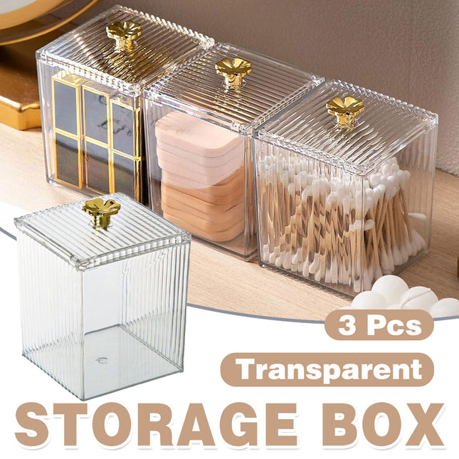 3PCS Transparent Storage Box Desktop Organiser Small Clear Container for Office