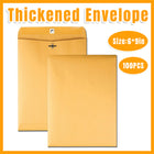 100pcs Kraft Envelopes 6x9in with Metal Clasp for Gift and Document Use