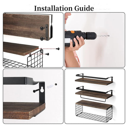 3 PCS Multi Functional Wall Mounted Storage Shelf Space Saving Home Decor