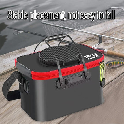 Portable Folding EVA Fishing Bucket Multi Use Live Fish Container with Strap