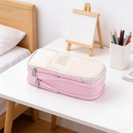 Expandable Canvas Pencil Case 3 Colours Zip Pouch