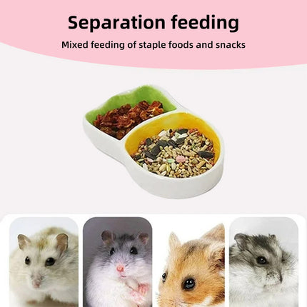 Carrot Pet Food Bowl Double Compartment Feeding Dish for Small Animals Cute