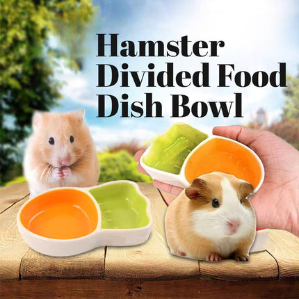 Carrot Pet Food Bowl Double Compartment Feeding Dish for Small Animals Cute