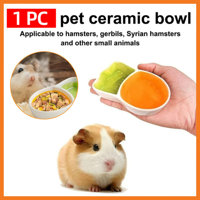 Carrot Pet Food Bowl Double Compartment Feeding Dish for Small Animals Cute