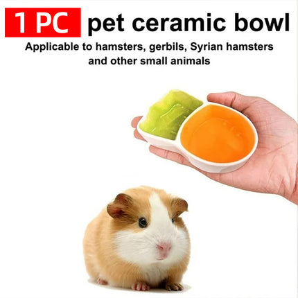 Carrot Pet Food Bowl Double Compartment Feeding Dish for Small Animals Cute