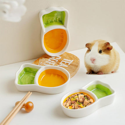 Carrot Pet Food Bowl Double Compartment Feeding Dish for Small Animals Cute
