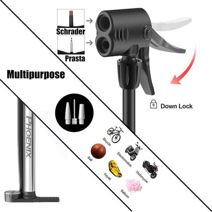 Stainless Steel Bicycle Pump Portable Home Air Pump with High Pressure for Tires