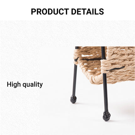 Hand Woven Magazine Rack 35x10x36cm Paper Rope Iron Frame for Living Room Office