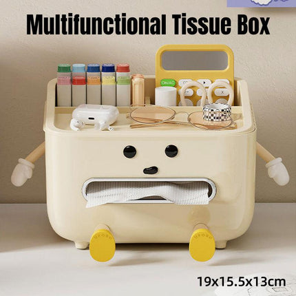 Cute Desktop Storage Box Multifunctional Paper Towel Organizer for Household Use