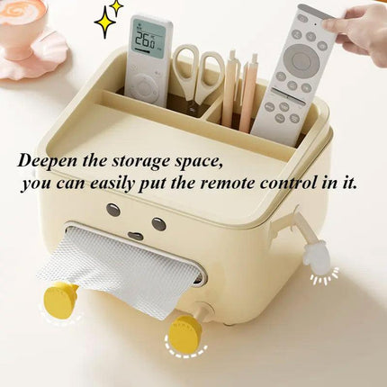 Cute Desktop Storage Box Multifunctional Paper Towel Organizer for Household Use