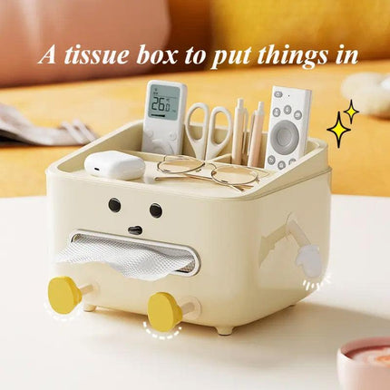 Cute Desktop Storage Box Multifunctional Paper Towel Organizer for Household Use