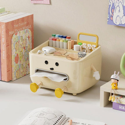 Cute Desktop Storage Box Multifunctional Paper Towel Organizer for Household Use