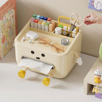 Cute Desktop Storage Box Multifunctional Paper Towel Organizer for Household Use