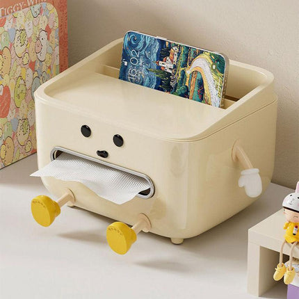 Cute Desktop Storage Box Multifunctional Paper Towel Organizer for Household Use