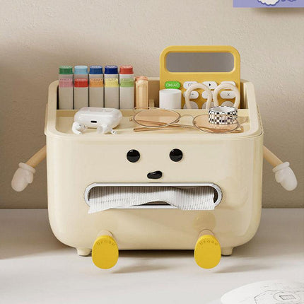 Cute Desktop Storage Box Multifunctional Paper Towel Organizer for Household Use