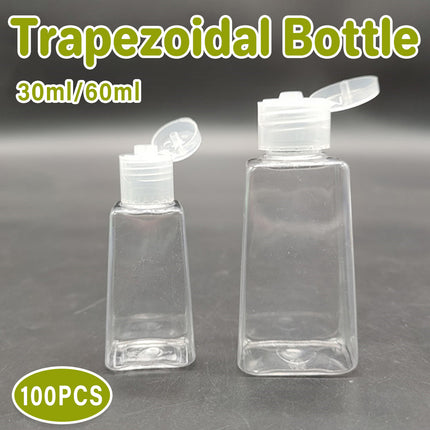 Trapezoidal Plastic Bottles 100PCS 30ML 60ML Clear Refillable Travel Cosmetic Jar