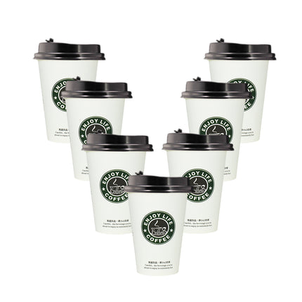 250Sets Disposable Coffee Cups 400ml Food-Grade with Lids for Cafe Takeaway Use