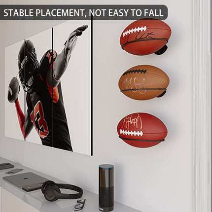 Wall Mounted Football Display Rack Metal Sports Holder for Rugby Soccer Ball Use
