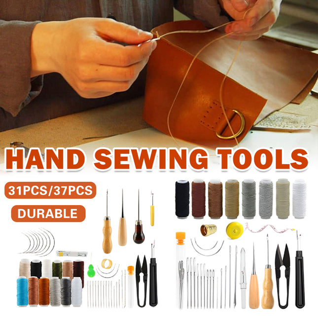Hand Sewing Kit Canvas Leather Craft 31 or 37PCS Big Eye Needles Cotton Thread