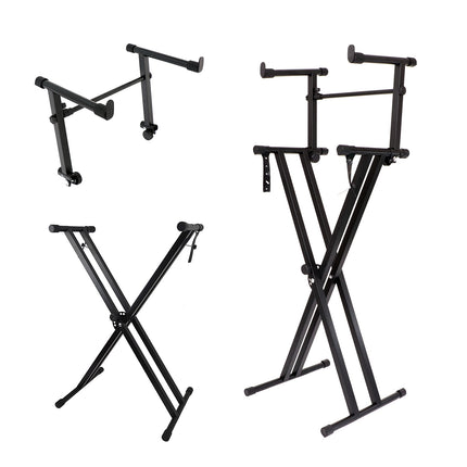 Electronic Keyboard Stand Adjustable Height X Type Piano Stand Double Pipe Raised Stand