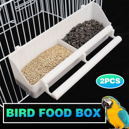 2pcs Plastic Parrot Feeder Bird Cage Feeding Food Container Bird Hanging Bowl