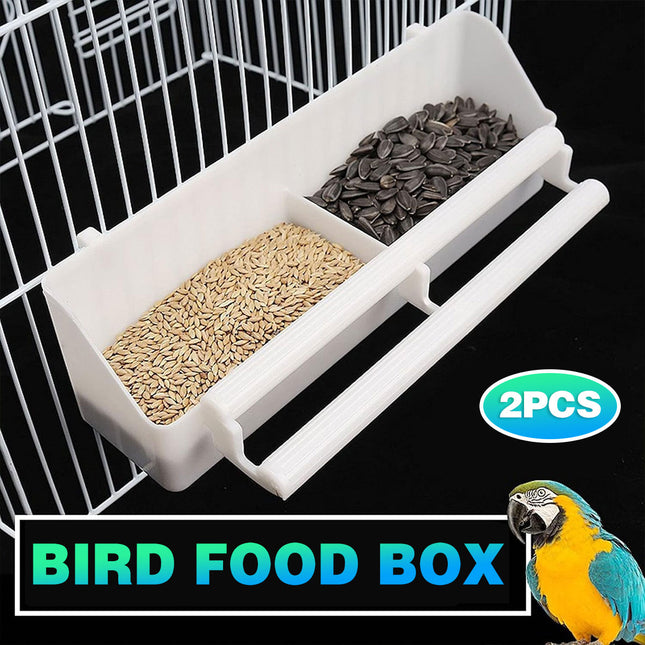 2pcs Plastic Parrot Feeder Bird Cage Feeding Food Container Bird Hanging Bowl