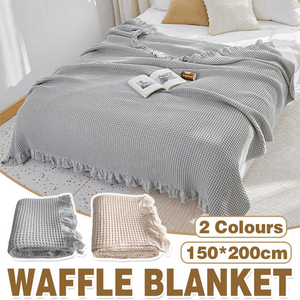 Waffle Sofa Blanket Thin Lightweight Throw Soft Cover Couch Bed Living Room Use