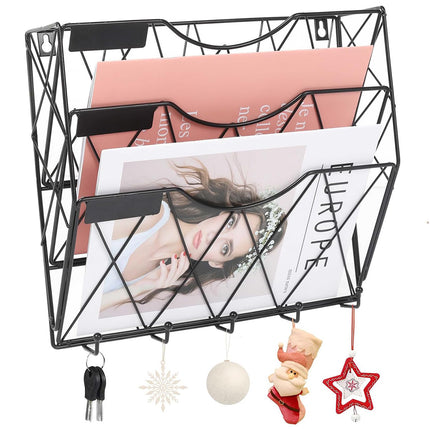 3-Tier Wall Mounted File Magazine Rack Easy to Use for Home Office Living Room
