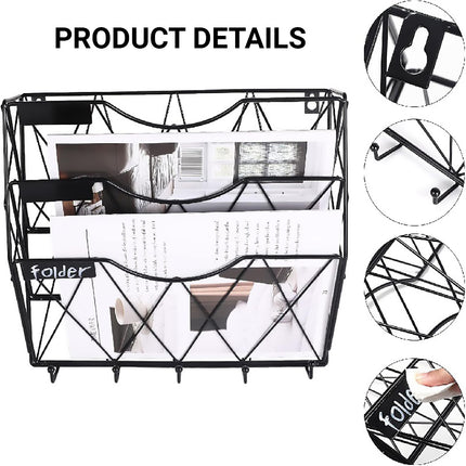 3-Tier Wall Mounted File Magazine Rack Easy to Use for Home Office Living Room