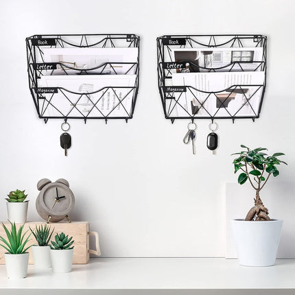 3-Tier Wall Mounted File Magazine Rack Easy to Use for Home Office Living Room