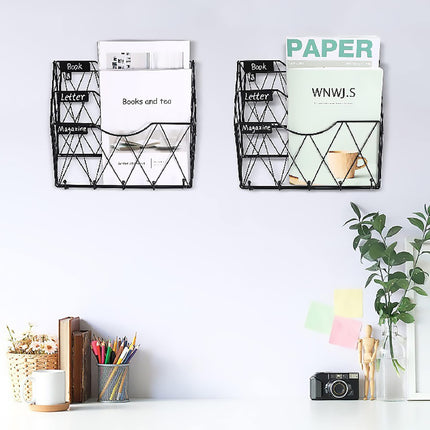 3-Tier Wall Mounted File Magazine Rack Easy to Use for Home Office Living Room