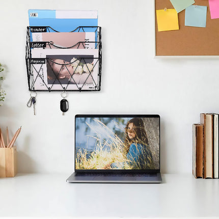 3-Tier Wall Mounted File Magazine Rack Easy to Use for Home Office Living Room