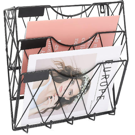 3-Tier Wall Mounted File Magazine Rack Easy to Use for Home Office Living Room