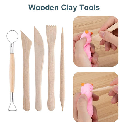 Pottery Clay Tool Set 25 or 61PCS Wooden Handle Sculpting Ceramic Art DIY