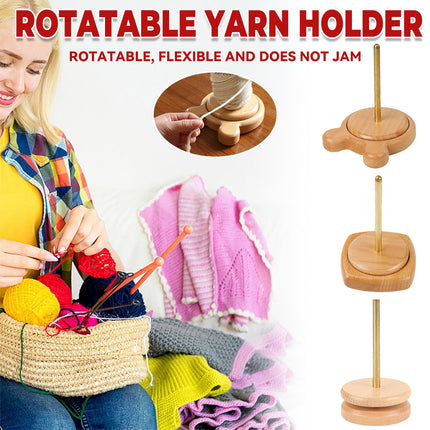 Solid Wood Rotatable Yarn Holder Durable for Knitting Crocheting Weaving Craft