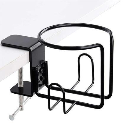 Clip-On Table Cup Holder Metal Cup Tray Adjustable Clip Anti-Slip Base Stable