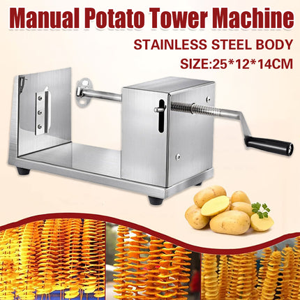 Stainless Steel Manual Potato Spiral Cutting Machine Hand Crank Slicer