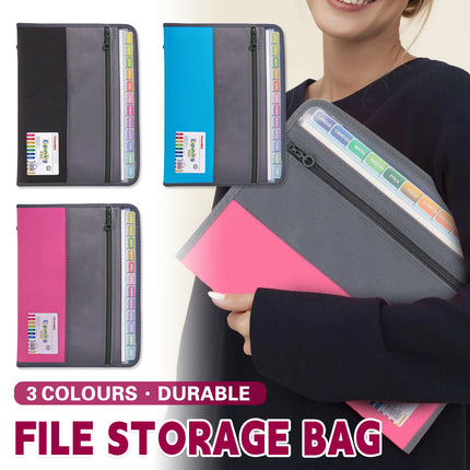 Double Zipper 13 Pocket Accordion File Folder Waterproof Durable for Documents