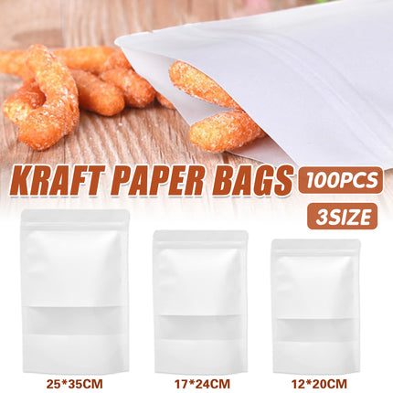 100PCS Kraft Paper Bags with Clear Window Gift Bags Easy to Use for Small Items