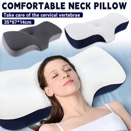 Memory Foam Neck Pillow Ergonomic Slow-Rebound with Tencel Mesh Cover