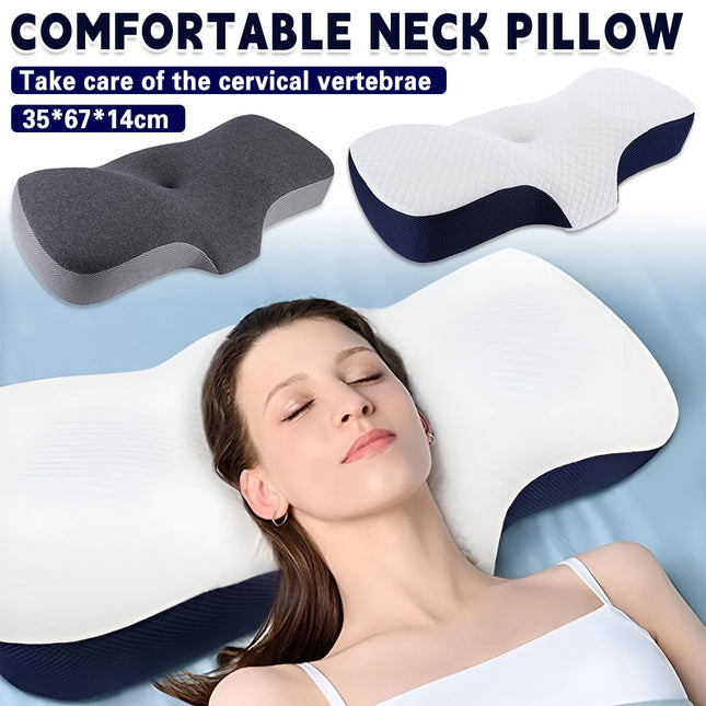 Memory Foam Neck Pillow Ergonomic Slow-Rebound with Tencel Mesh Cover
