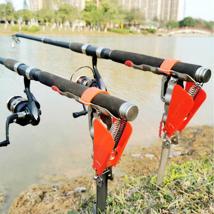 Automatic Fishing Rod Holder Spring Cast Starter Floor Mount Rod Stand Support